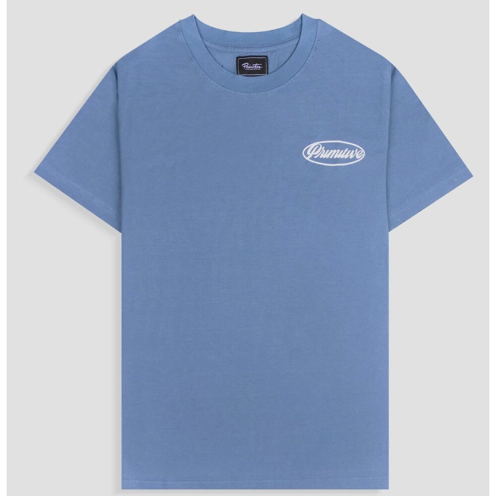 Stylish Primitive Luke Script Front Tee - Light Blue Men's S